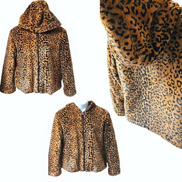 GUESS NEW FAUX FUR Women's Warm Leopard Print Jacket Size XL NWOT - Picture 12 of 16